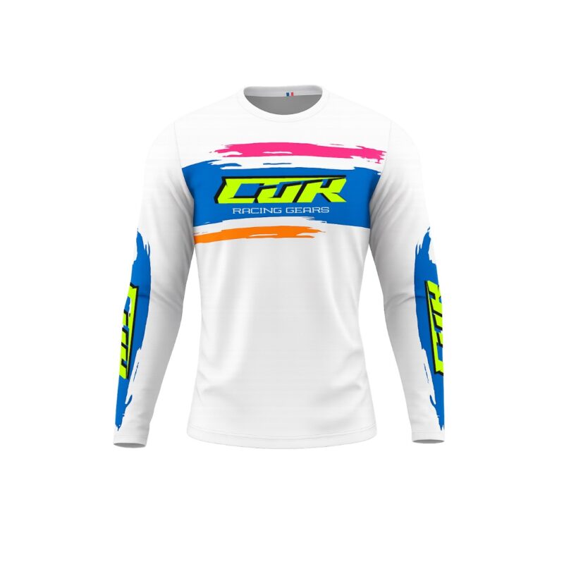 Maillot CRYPTO blanc bleu jaune fluo