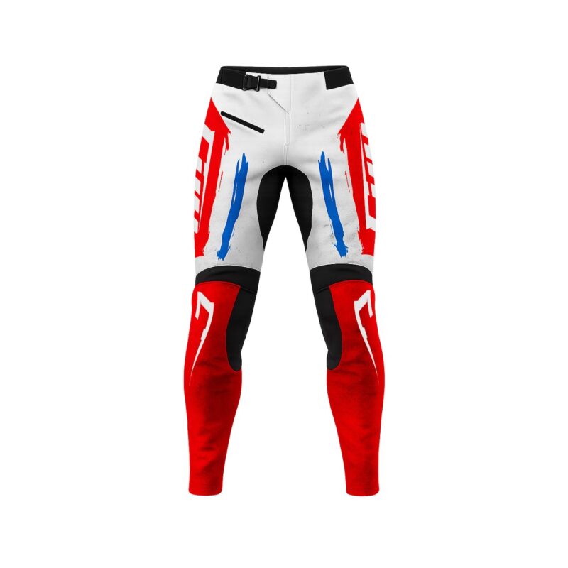 Pantalon motocross CRYPTO blanc rouge bleu