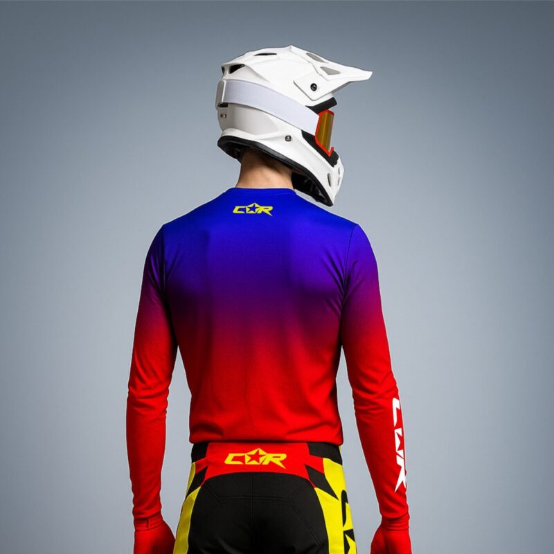 Maillot bleu électric rouge jaune