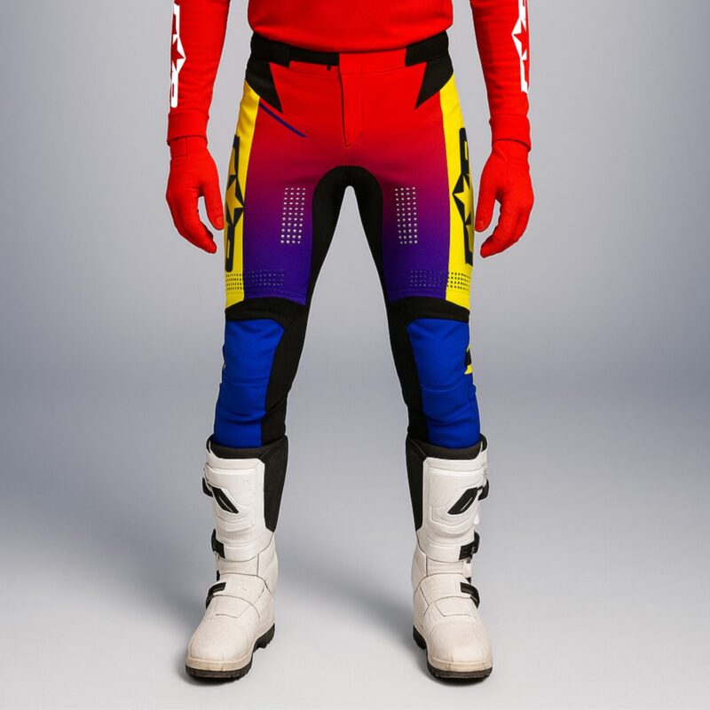 Pantalon Motocross bleu électric rouge jaune