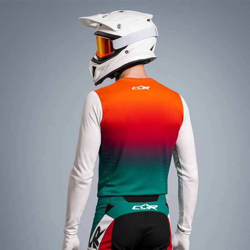 Maillot orange vert pétrole