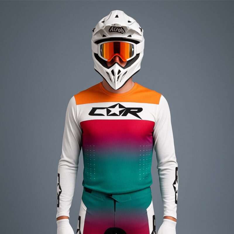 Maillot orange vert pétrole