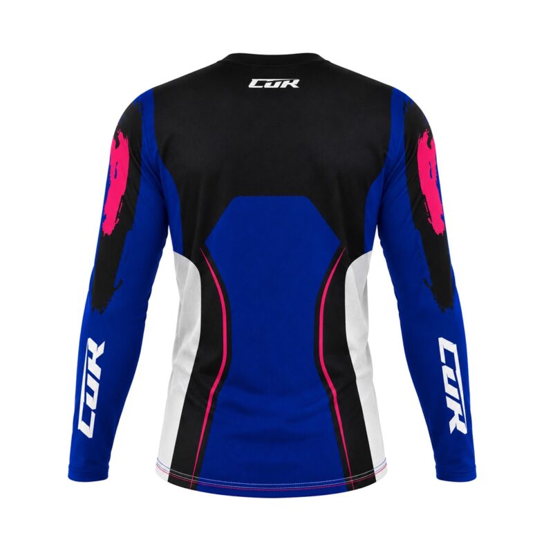 Maillot RACE bleu indigo noir rose