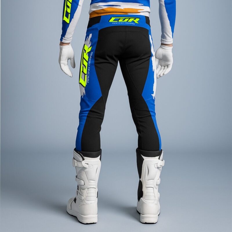 Pantalon motocross CRYPTO blanc bleu rose jaune fluo